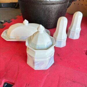 Savoir Vivre Celina Set; Covered Butter Dish, Salt/Pepper/Sugar Bowl